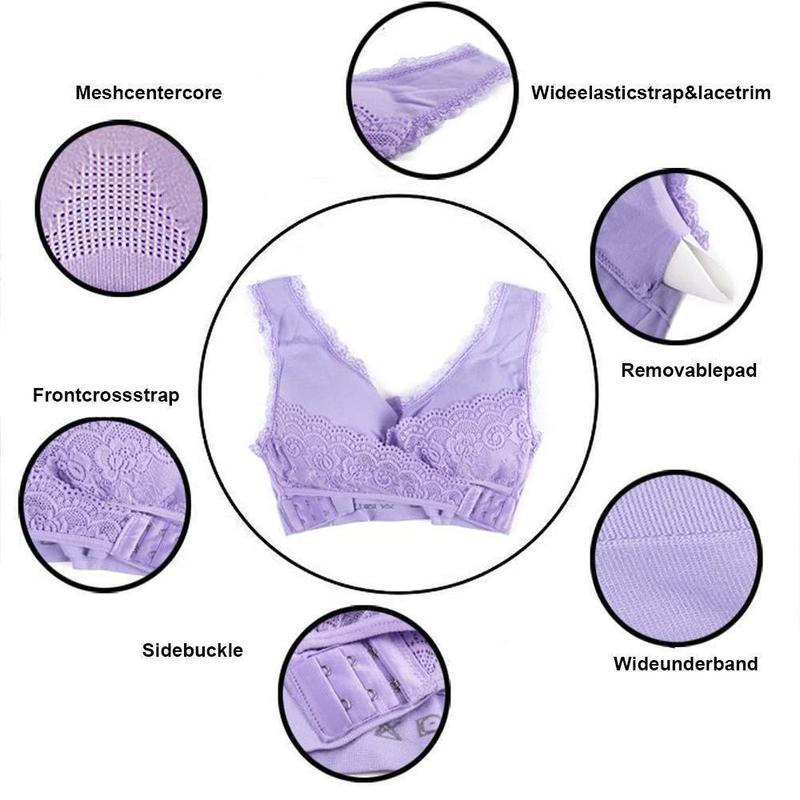 Belaidė priekinė kryžminė sagtimi nėrinių pakeliama liemenėlė - Image 2
